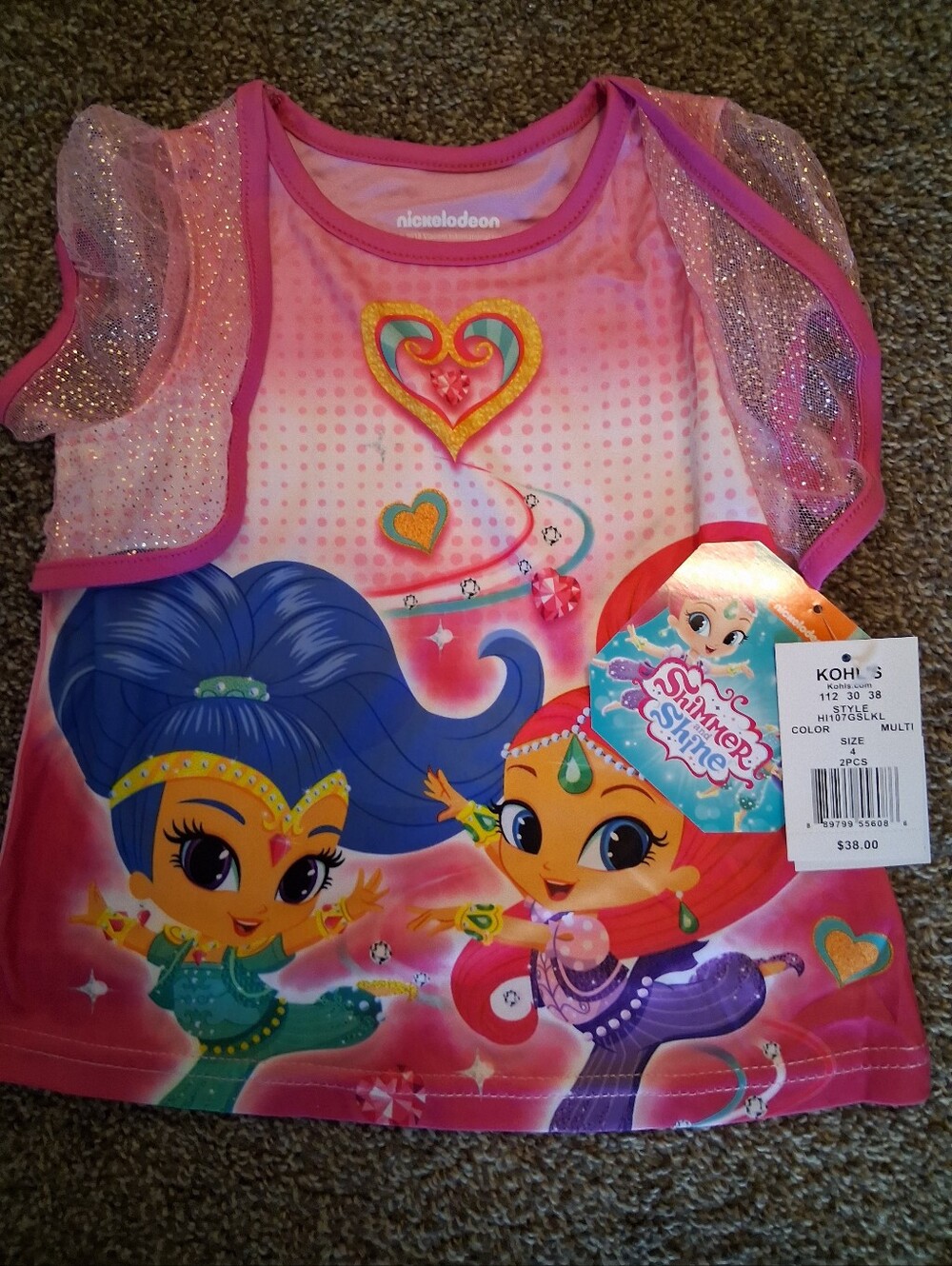 Nickelodeon Shimmer and Shine Glitter Pink Girls 2-Piece Outfit